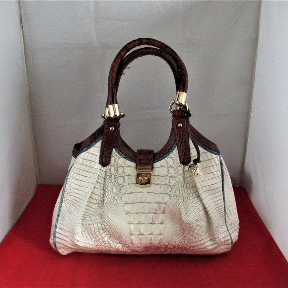 Brahmin Elisa Pearl Presley Embossed Leather Satchel - Picture 2 of 16